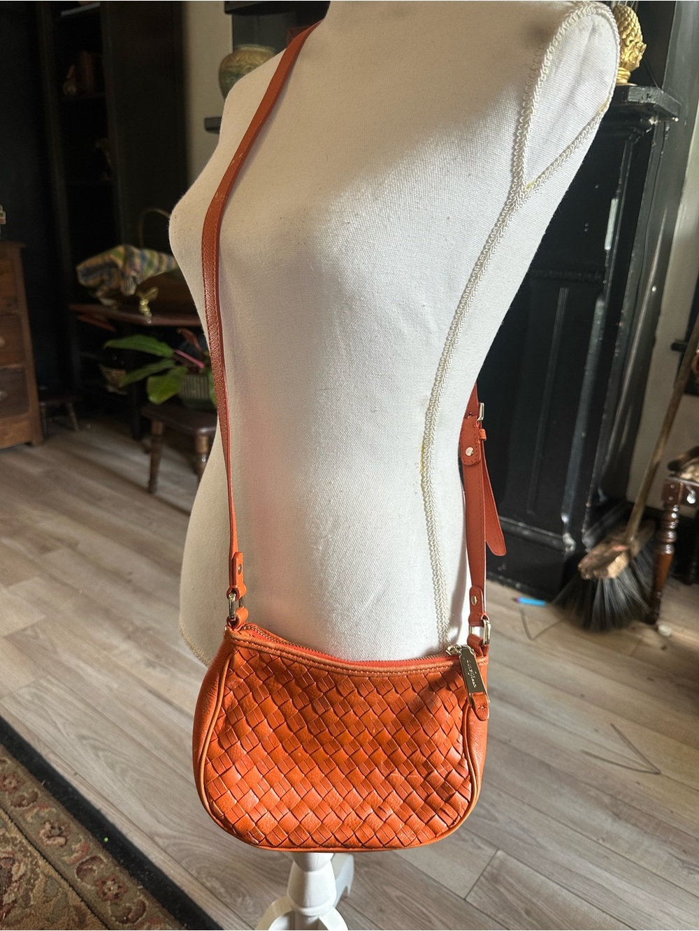 Cole Haan Orange Woven Leather Crossbody